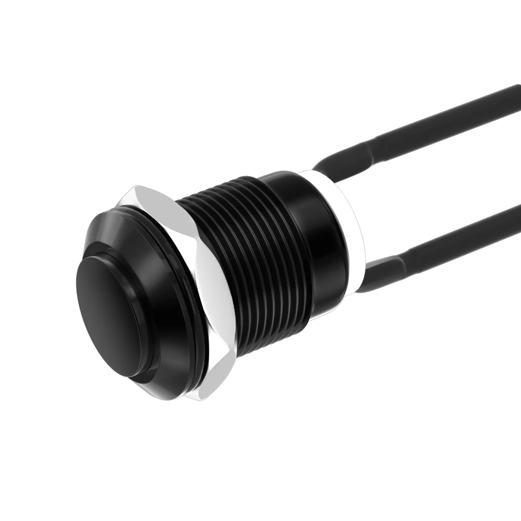 Кнопка без фіксації на проводі, IP65, GQ12H-10M-A Black