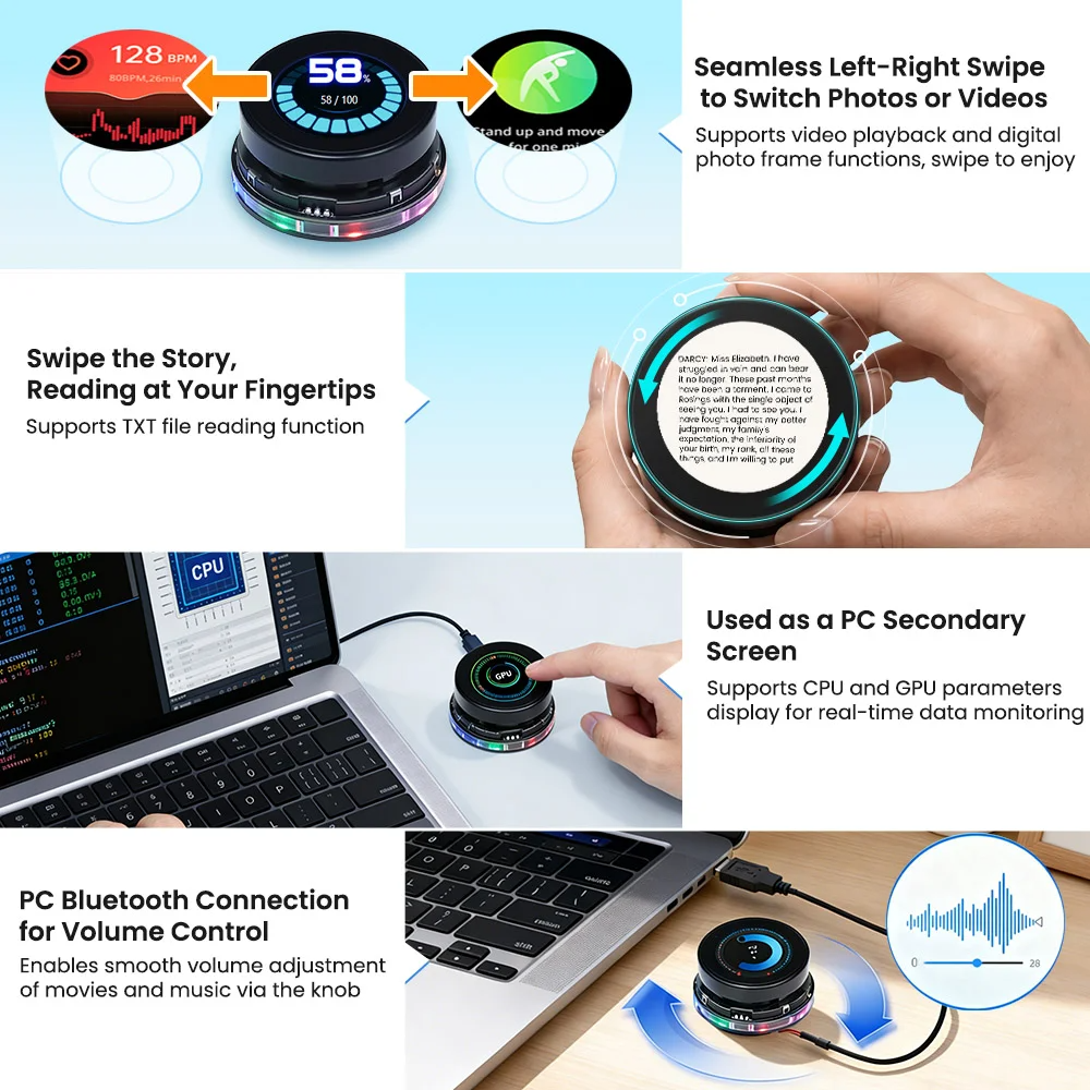 Круглий IPS дисплей 360×360, сенсорний екран, поворотний енкодер, CrowPanel 1.46inch-HMI ESP32