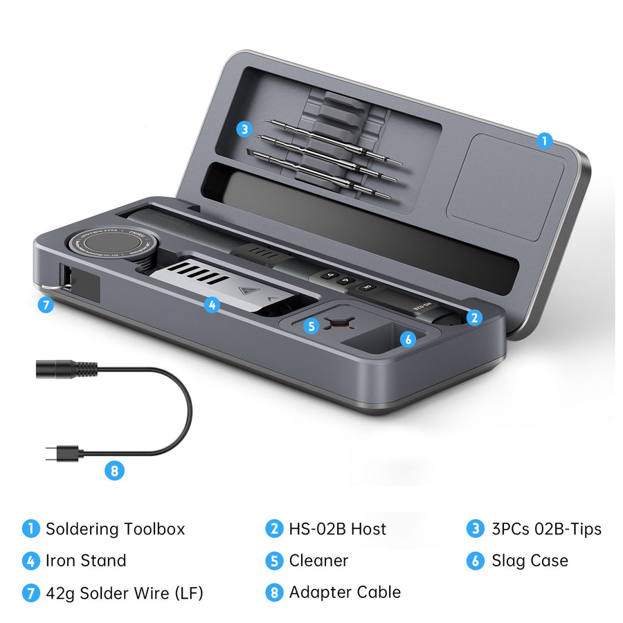 Портативний паяльник HS-02B Black with IS, I, K tips