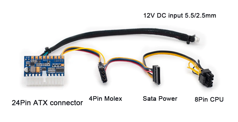 Перехідник DC 12V 24Pin ATX. 250Вт Pico PSU