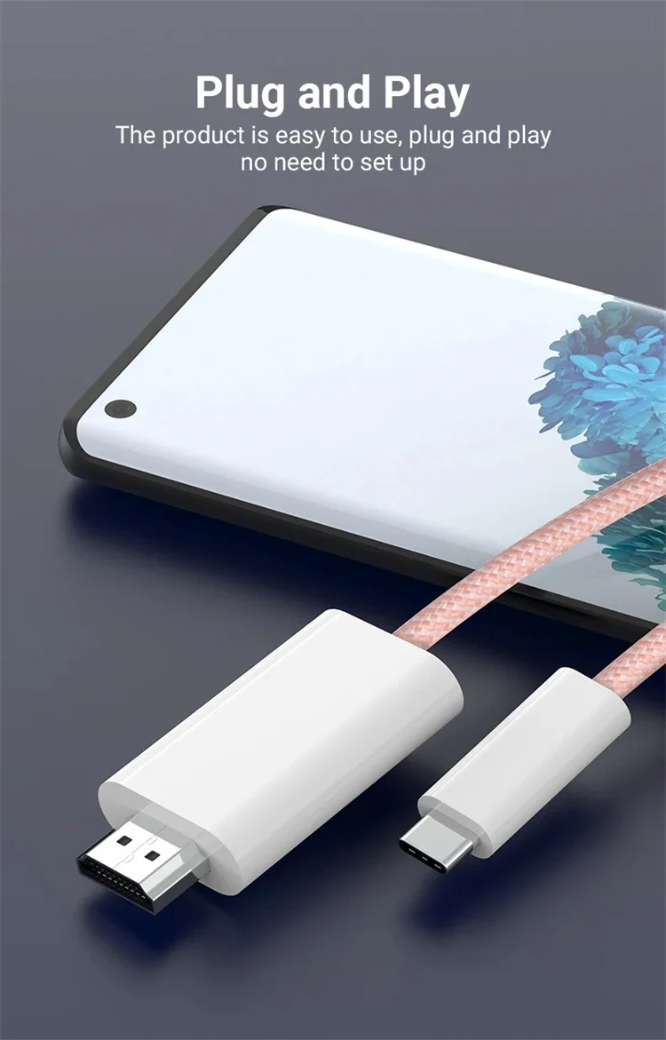 Кабель перехідник HDMI "тато" у USB type-C 2 метри