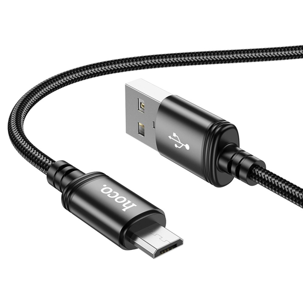 Кабель USBA-plug - USBmicro - plug довжина 2м, чорний Micro 2.4A (Hoco X89 Wind)