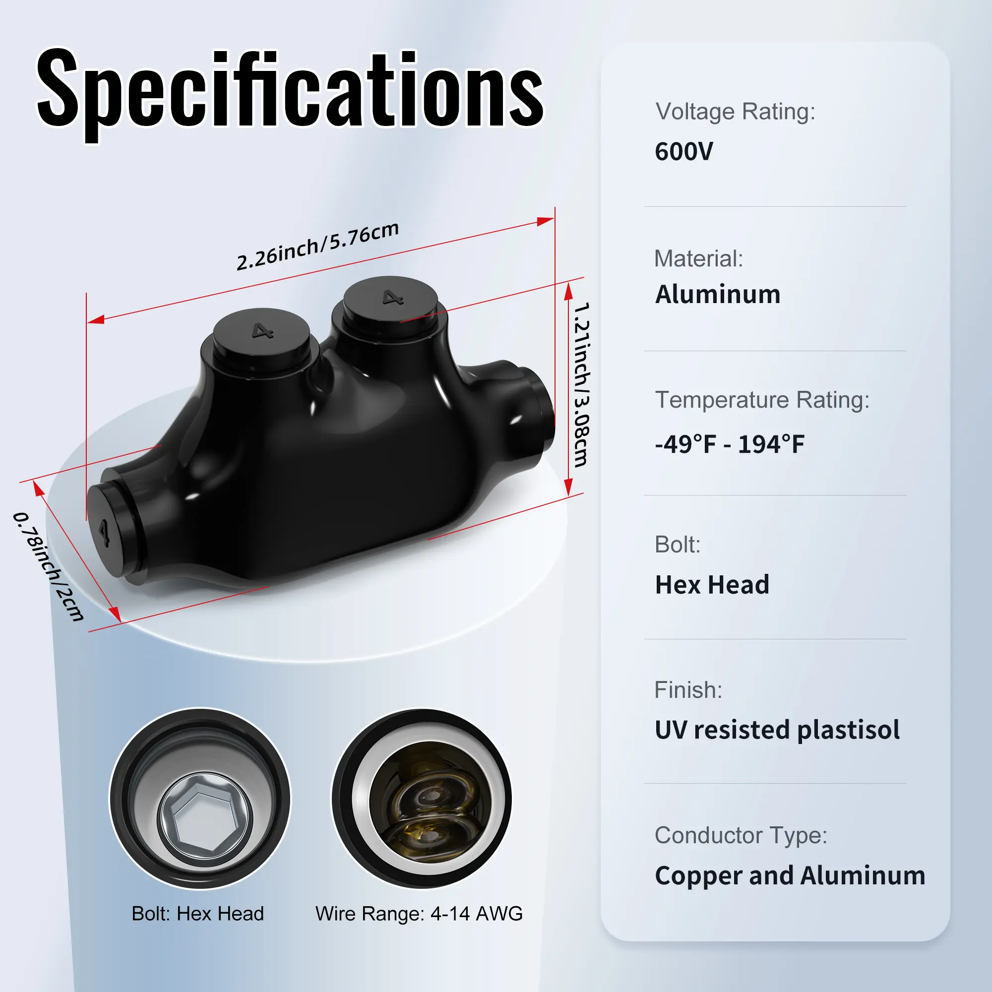 Ізольваний з'єднувач для проводів однопортовий, 1/0 AWG - 14 AWG, ITC-101-1/0AWG Ізольваний з'єднувач для проводів однопортовий, 1/0 AWG - 14 AWG, ITC-101-1/0AWG