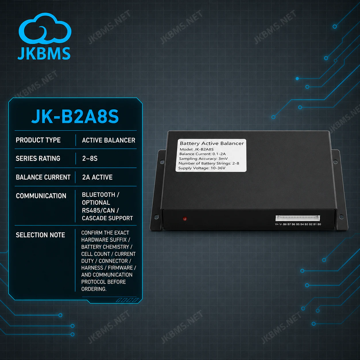 Активний балансир BMS JK-B2A8S Активний балансир BMS JK-B2A8S