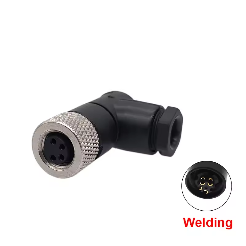 Роз’єм M8 4-pin для датчиків кутовий  "Мама" на провід, під пайку