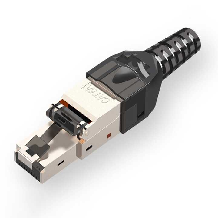 RJ45 конектор "тато" 10Gbps Cat6A для монтажу без обтиску. MRC6A-N1-BK