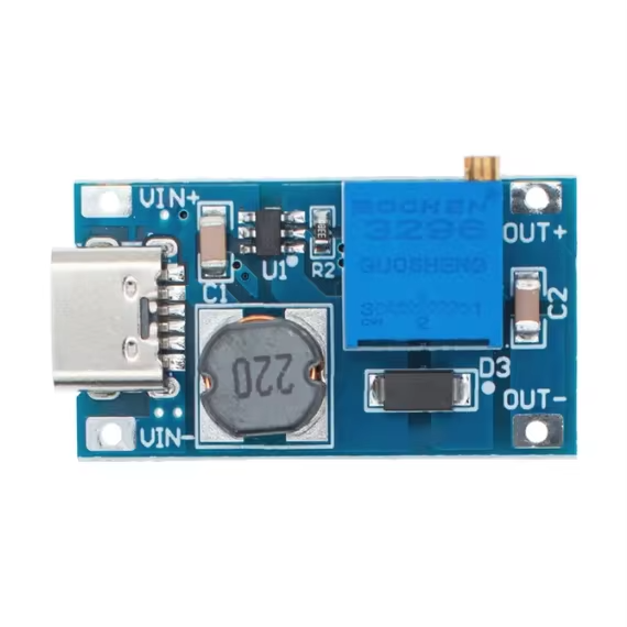 Регульований DC-DC Step-Up модуль живлення MT3608 USB Type-C Регульований DC-DC Step-Up модуль живлення MT3608 USB Type-C