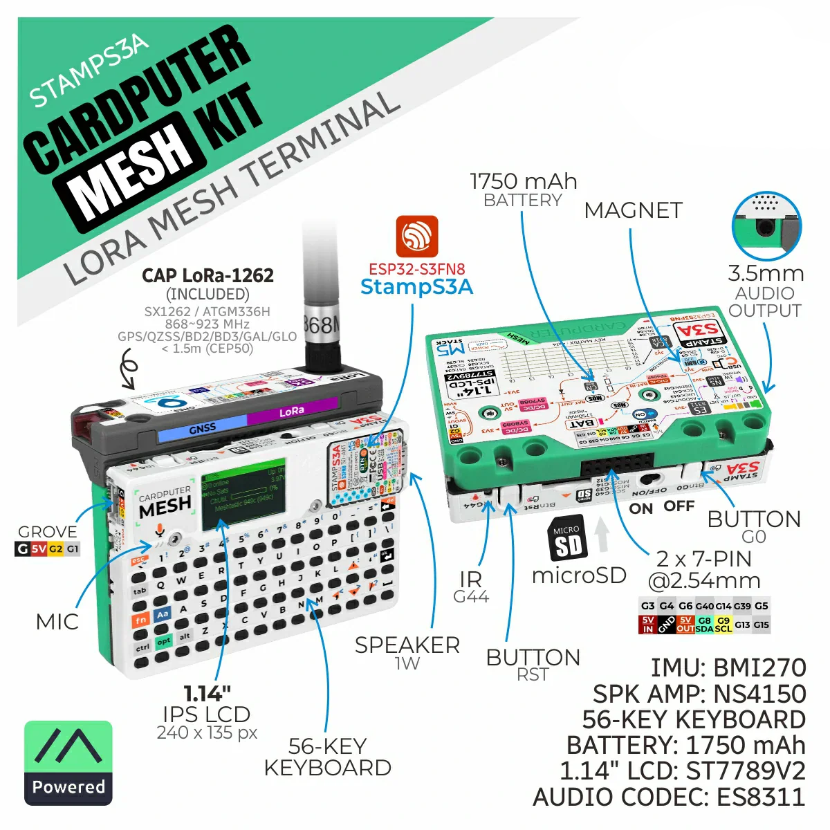 Комплект портативного термінала зв'язку Cardputer Mesh Kit for Meshtastic (ESP32-S3) Комплект портативного термінала зв'язку Cardputer Mesh Kit for Meshtastic (ESP32-S3)