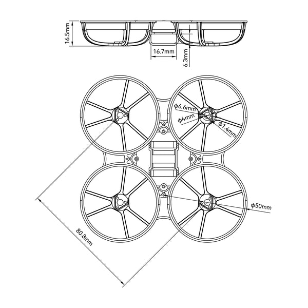 Рама Meteor75 Pro Brushless Whoop чорна Рама Meteor75 Pro Brushless Whoop чорна