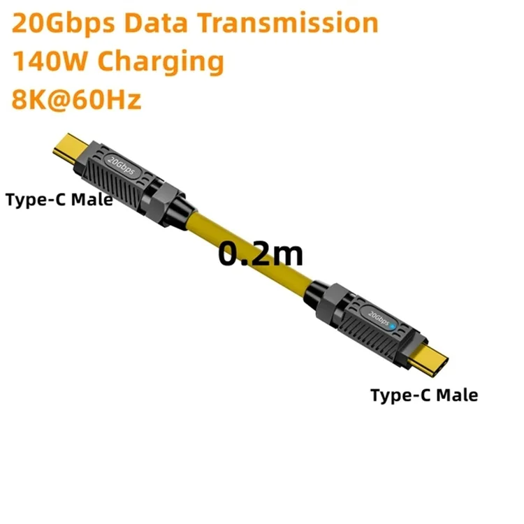 Провід USB type-C male PD140W 20cm