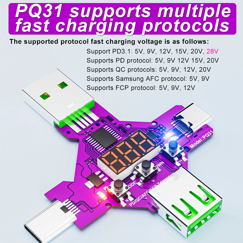 Тригер протоколів PD3.1 28V fast Protocol charge trigger