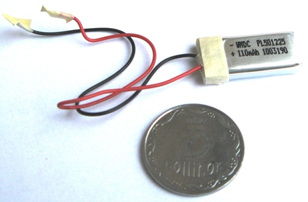 LiPo 110 mAh, 3,7V, 5,1х12х25,5мм Wanmabattery акумулятор літій-полімерний PL501225_PCB (5,1х12х25,5) 110mAh 3.7V