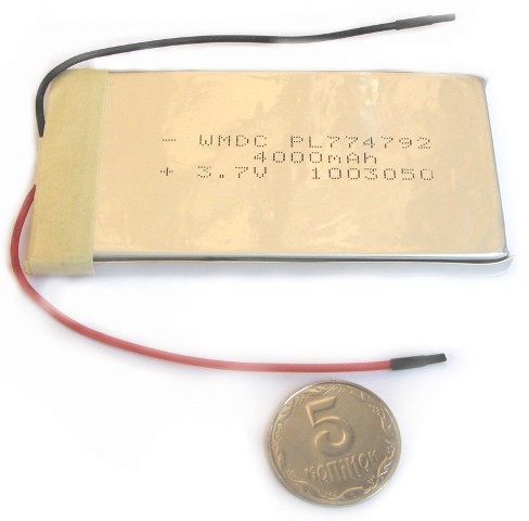 LiPo 4000 mAh, 3,7V, 7,9х48,5х96мм (Wanmabattery) акумулятор літій-полімерний)