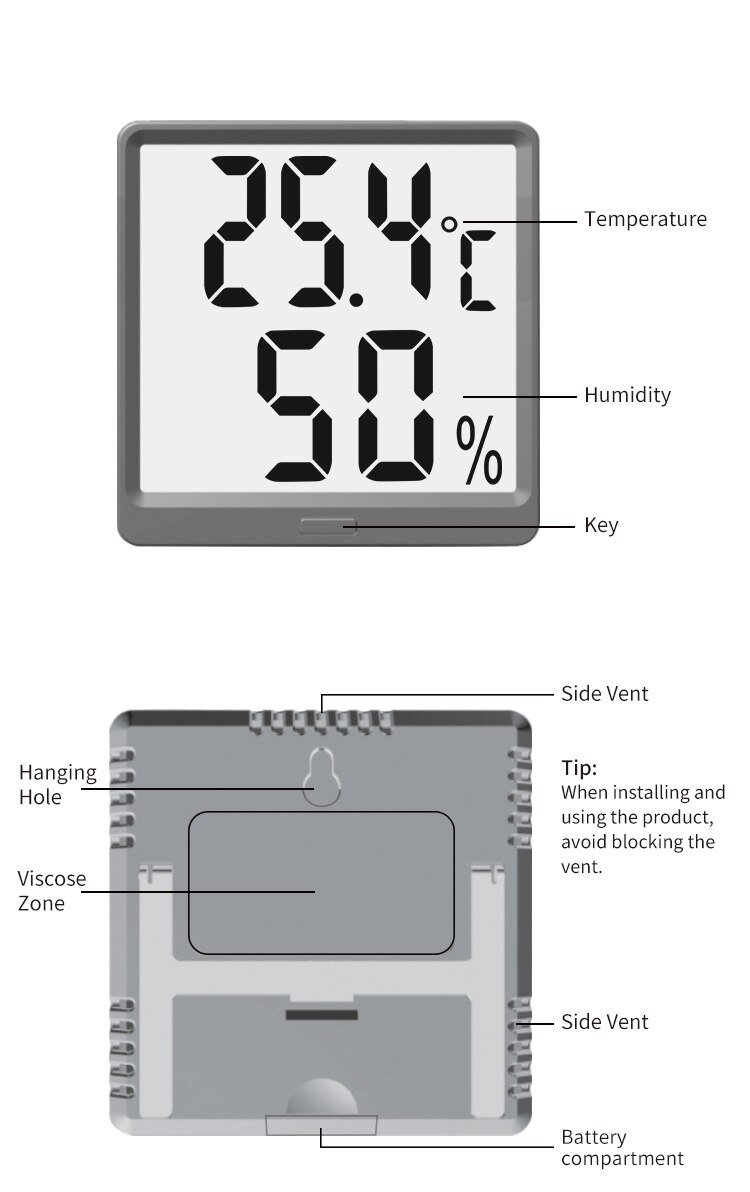 Термометр з гігрометром PZEM-027 (Peacefair). Білий