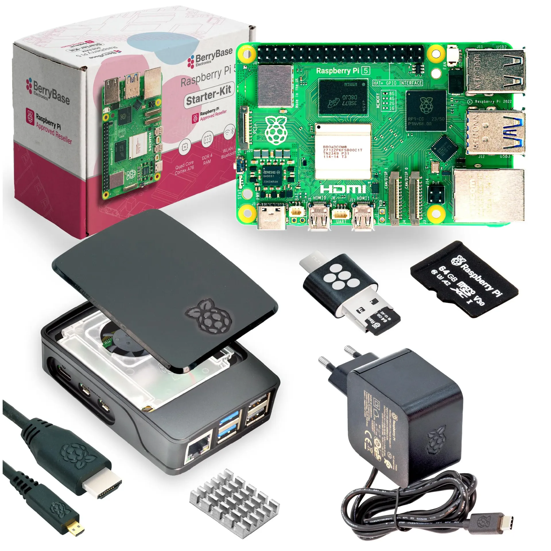 Стартовий набір Raspberry Pi 5 8GB з microSDHC 64GB (Pi OS), корпусом, блоком живлення та HDMI-кабелем Стартовий набір Raspberry Pi 5 8GB з microSDHC 64GB (Pi OS), корпусом, блоком живлення та HDMI-кабелем