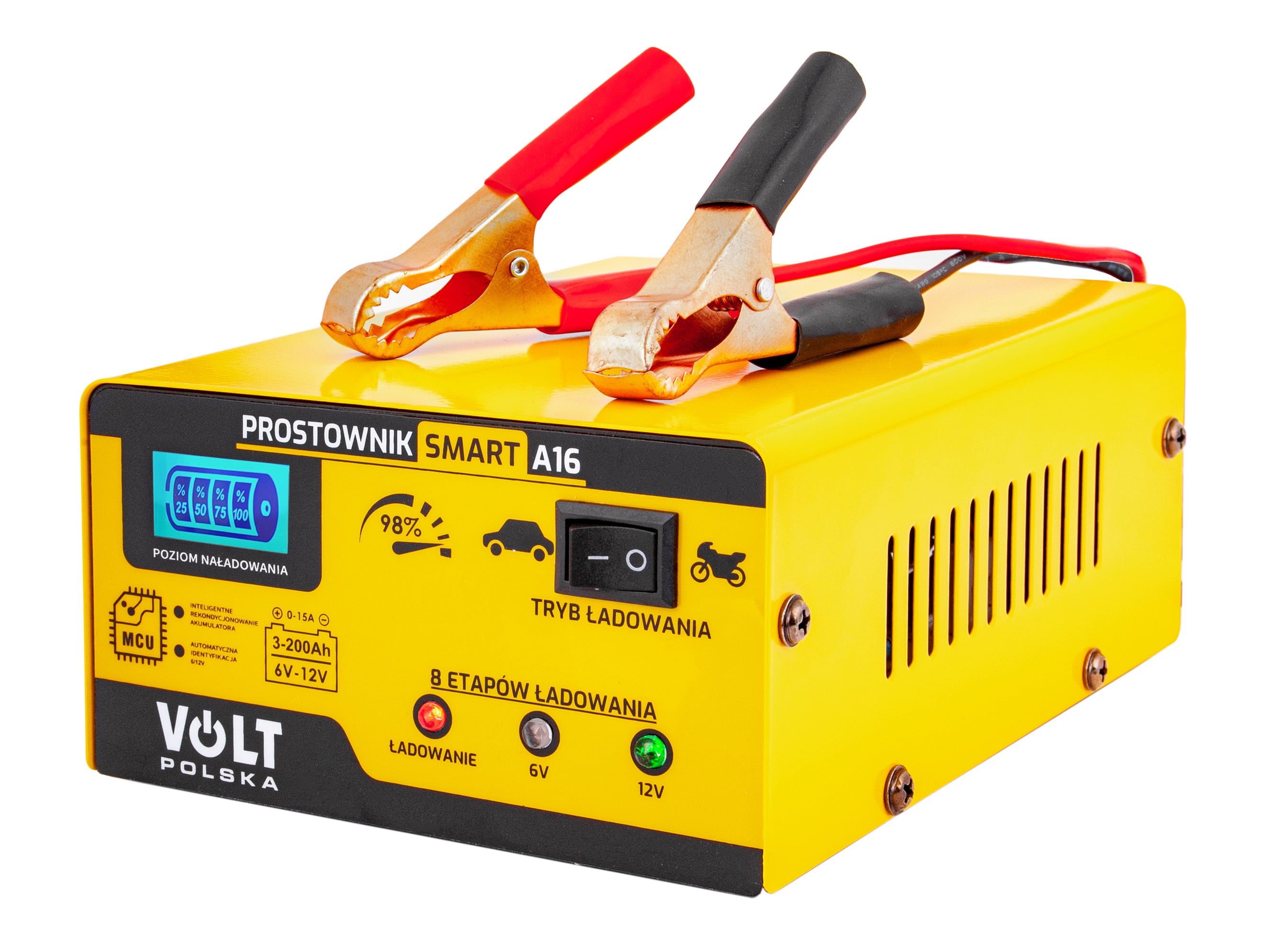 Зарядний пристрій для свинцево-кислотних акумуляторів 6V/12V 15A (6PRA12168C)(Smart A16) Volt Polska Зарядний пристрій для свинцево-кислотних акумуляторів 6V/12V 15A (6PRA12168C)(Smart A16) Volt Polska