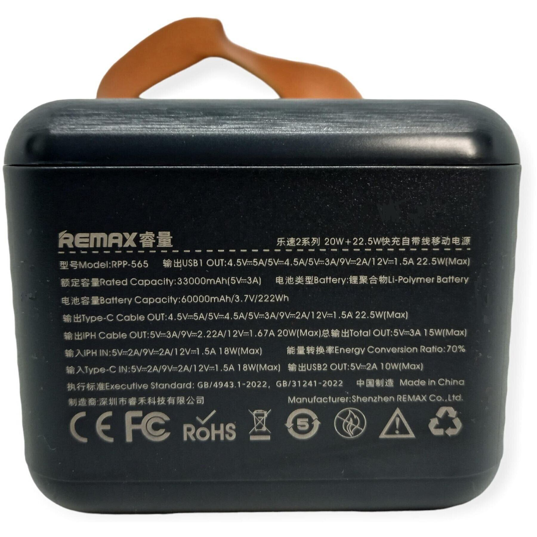 Power Bank 60000mAh (33000mAh: 5V/3A) Remax RPP-565, сірий