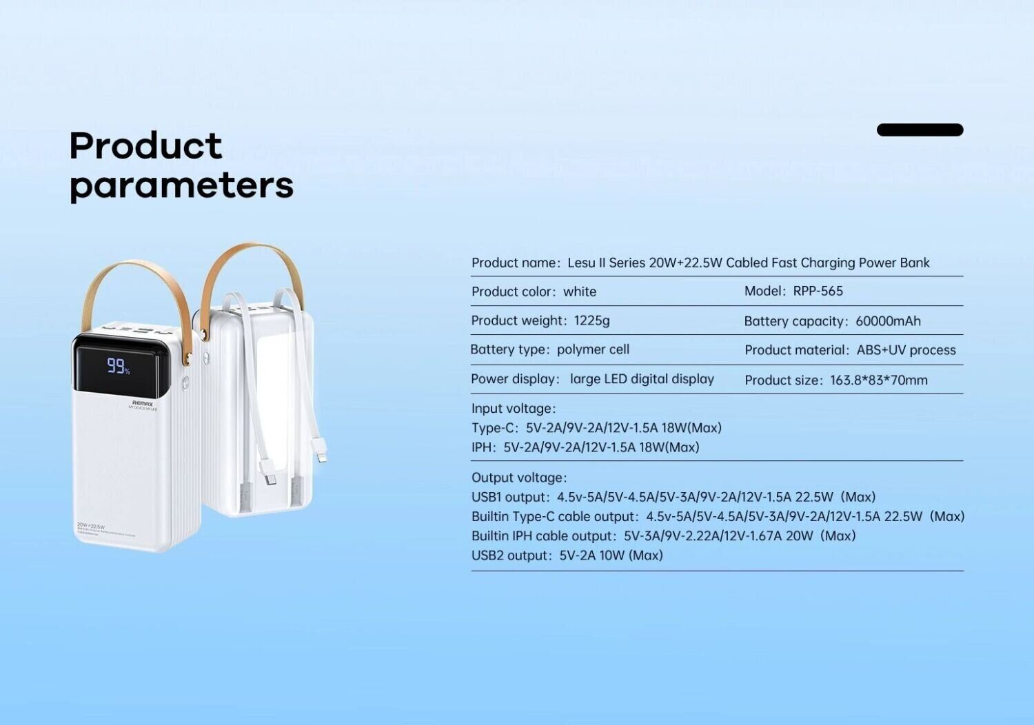 Power Bank 60000mAh (33000mAh: 5V/3A) Remax RPP-565, сірий