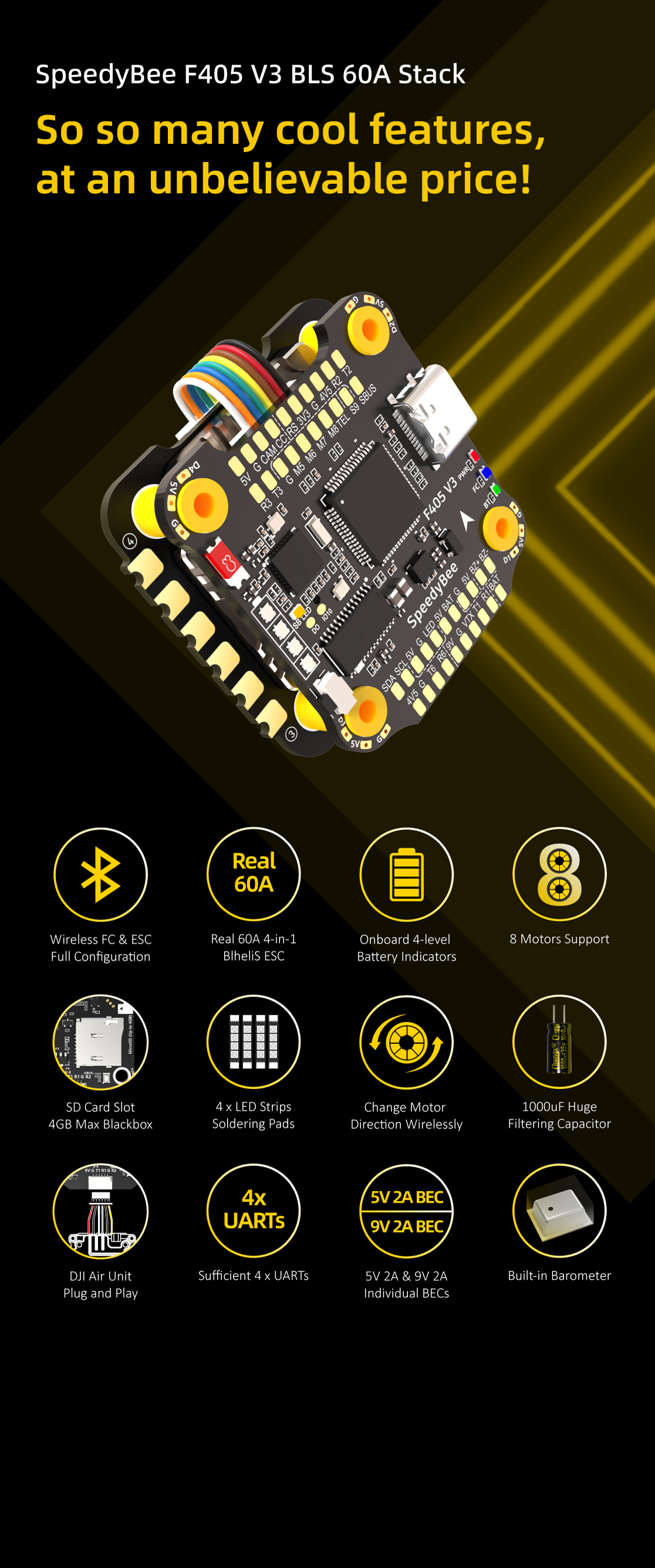 Політний контролер SpeedyBee F405 V3 BLS 60A FC&ESC