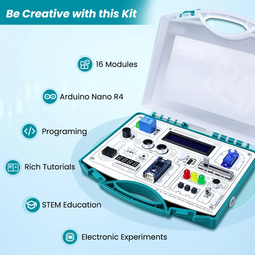 Набір All-in-one Starter Kit for Arduino NANO R4 with 20 lessons and 16 modules
