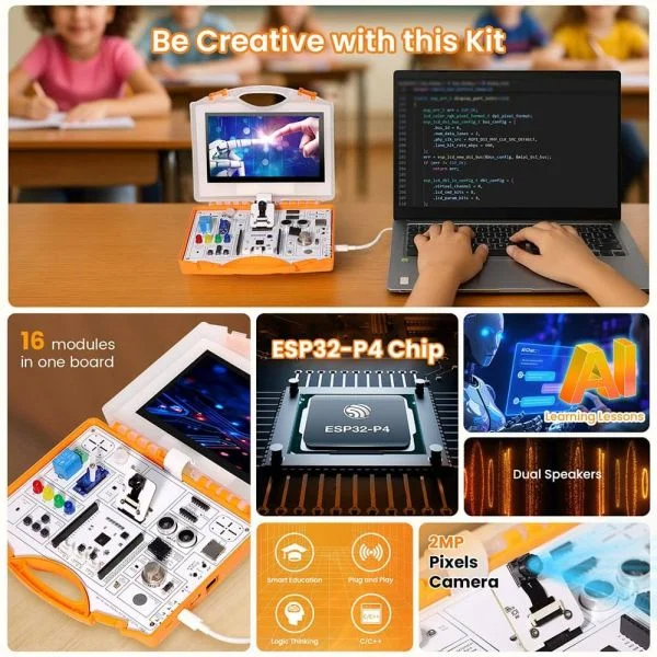 Набір All-in-one Starter Kit for ESP32-P4 with Common Board design, 16 Modules and AI Lessons