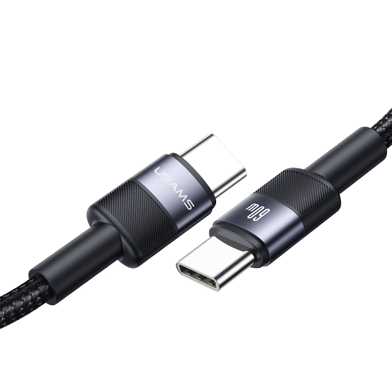 SJ724 60W Aluminum Alloy Data Cable Type-C To Type-C - SY Series 1.2M (SJ724USB01 Tarnish – USAMS)  картонна упаковка