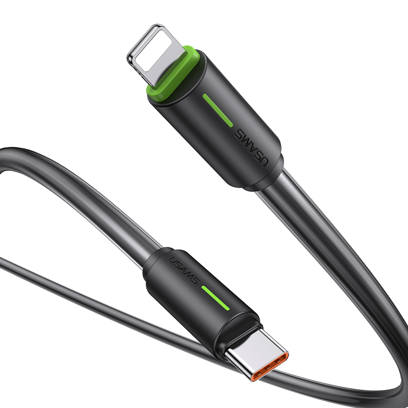 SJ735 30W Type-C To Lightning Bicolor Charging & Data Cable--YR Series 1m (SJ735USB01 Black – USAMS)