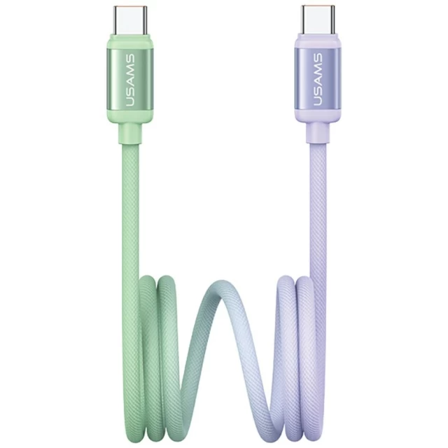 SJ756 PD 60W Aluminum Alloy Fast Charging & Data Cable Type-C To Type-C- Bicolor Series 1.2m (SJ756USB02 Green & Purple – USAMS)