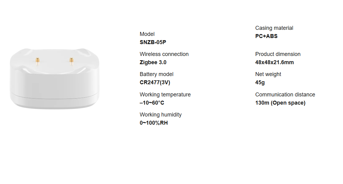 Датчик протікання води, SNZB-05P Water Leak Sensor (6920075741810 – Sonoff)