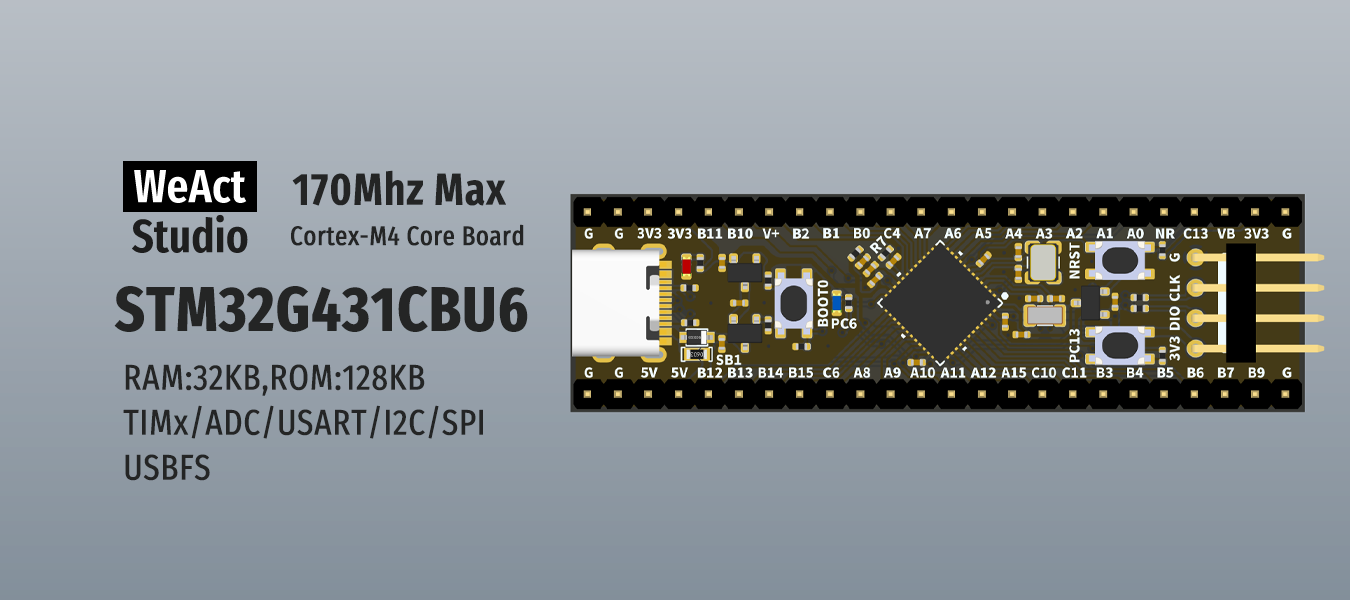 Налагоджувальна плата STM32G431CBU6 довга плата