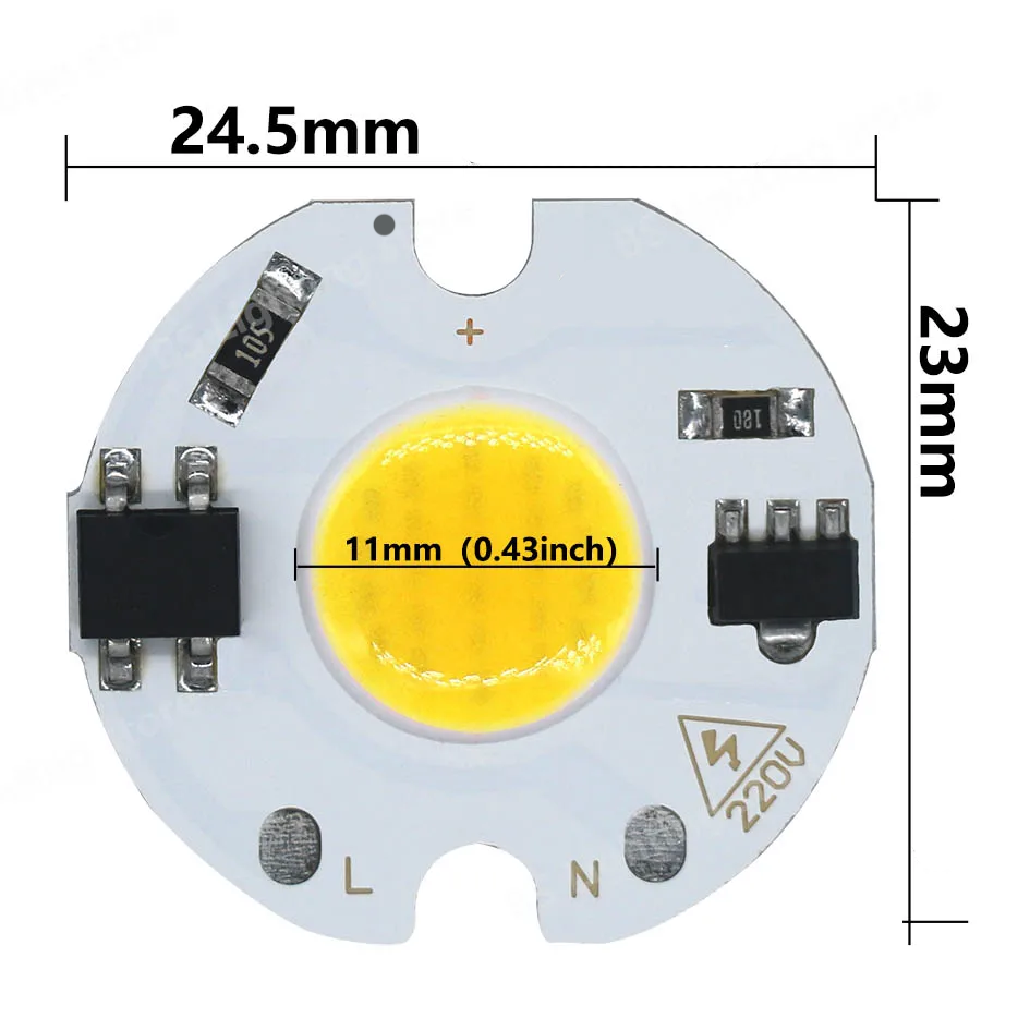 Світлодіод 5W, білий холодний 2525F11 220V