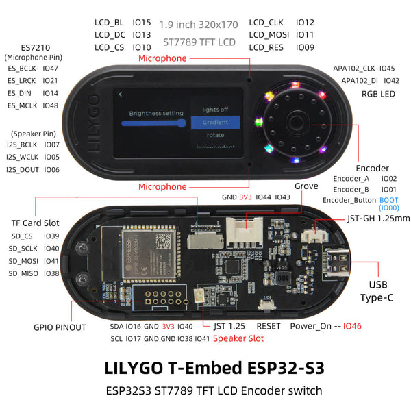 Модуль T-Embed ESP32-S3, Orange Button Модуль T-Embed ESP32-S3, Orange Button