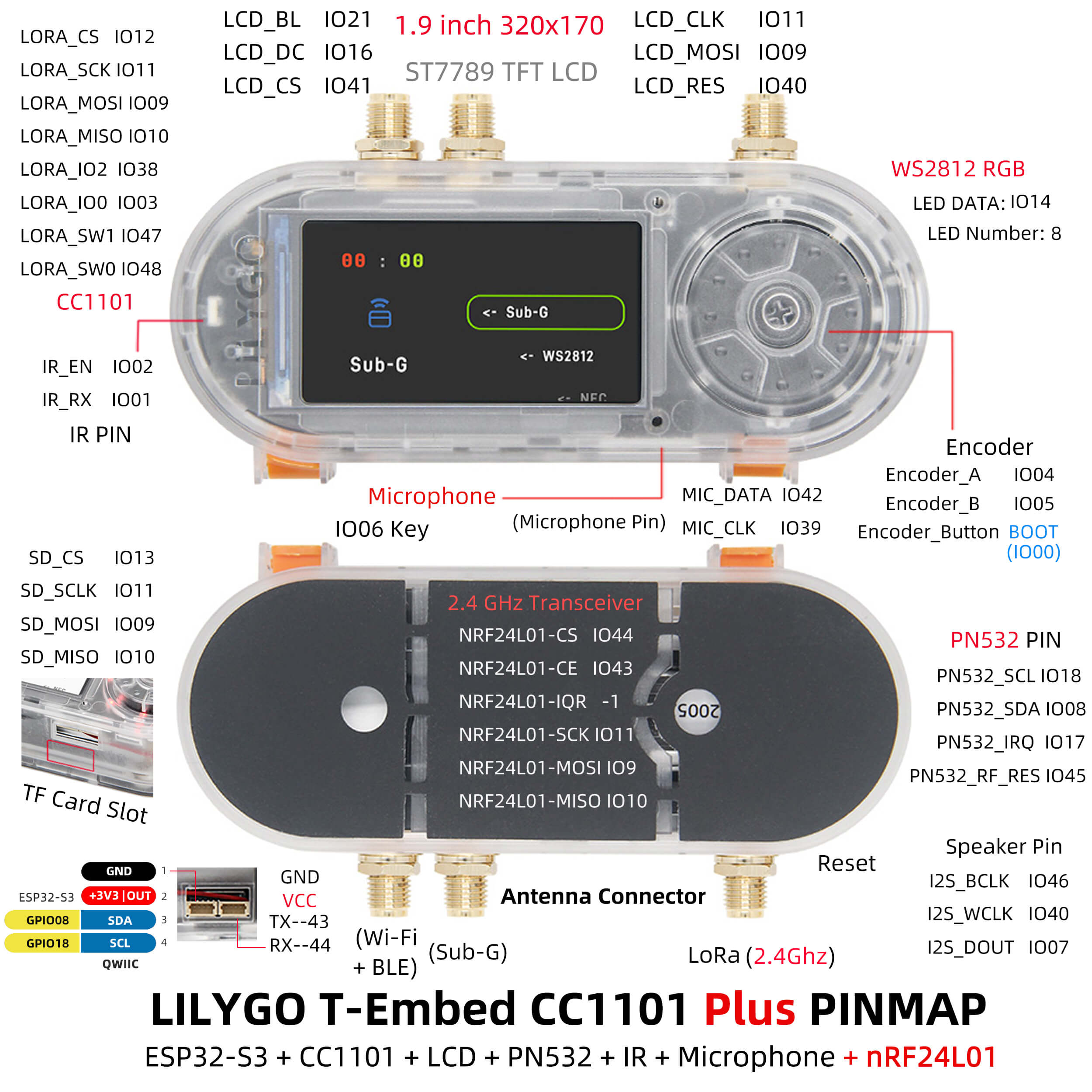 Модуль T-Embed CC1101 Plus External Antenna (K268-01) Модуль T-Embed CC1101 Plus External Antenna (K268-01)