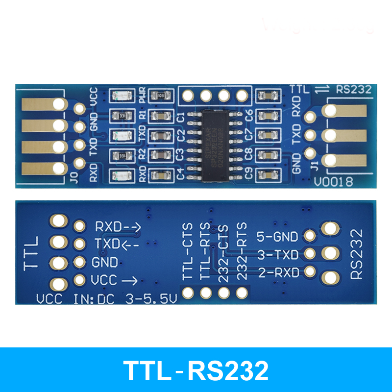 Модуль послідовного порту одноканальний TTL <-> RS232 на базі SP3232, довга плата 51x15mm