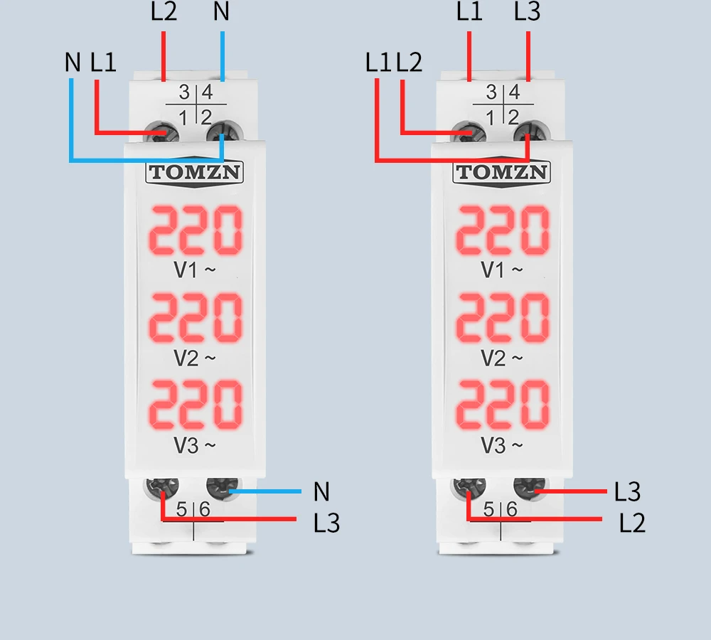 Трифазний вольтметр 18mm Voltage Meter AC 40-500V TO-3V Not Transparent