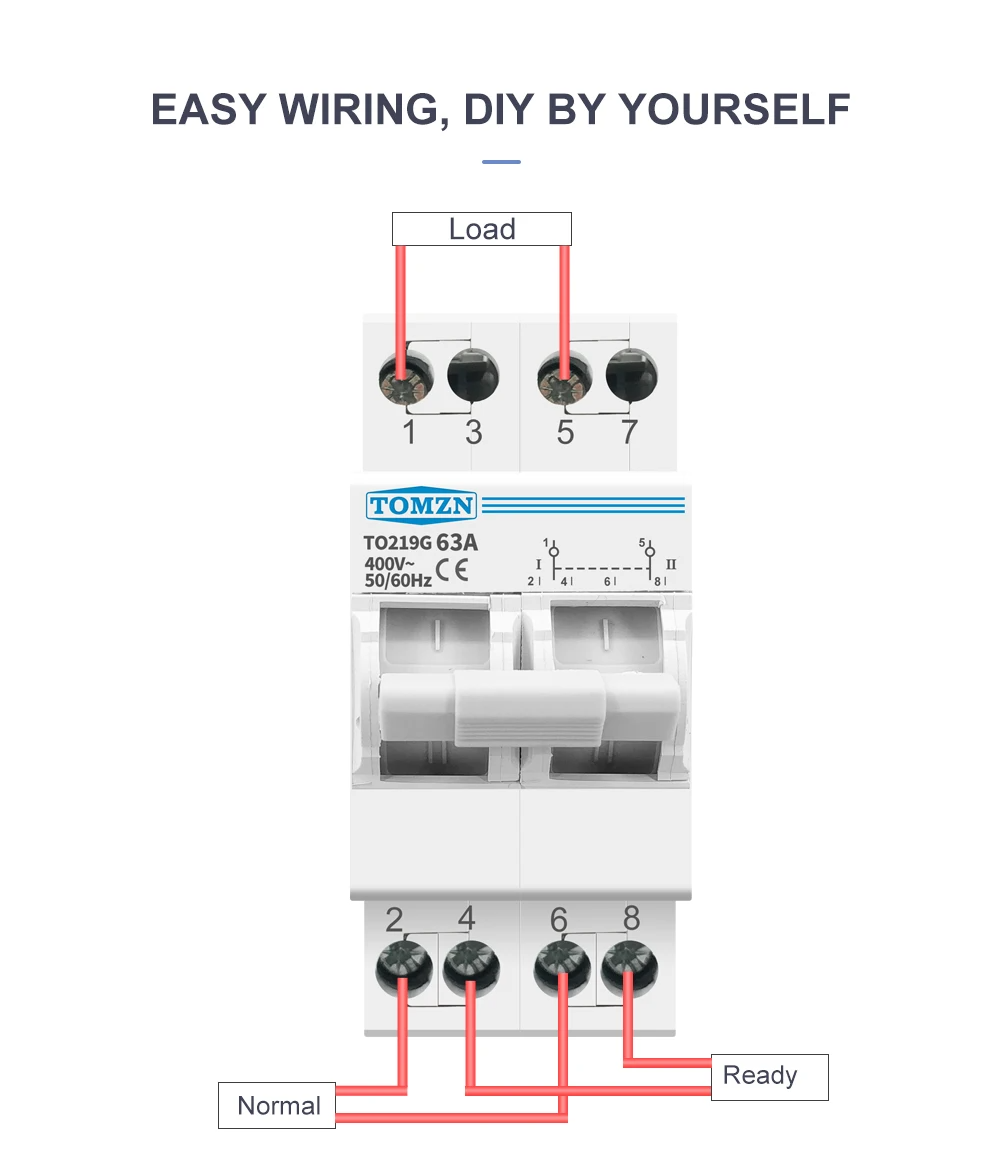 Двополюсний 2P ручний механічний перемикач джерела живлення MTS Dual Power Manual Transfer Isolating Switch  Interlock Circuit Breaker TO219G 63A