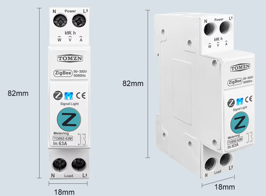 Розумний Zigbee однофазний вимірючав потужності з вимірювачем TOB9Z-M Metering 63A