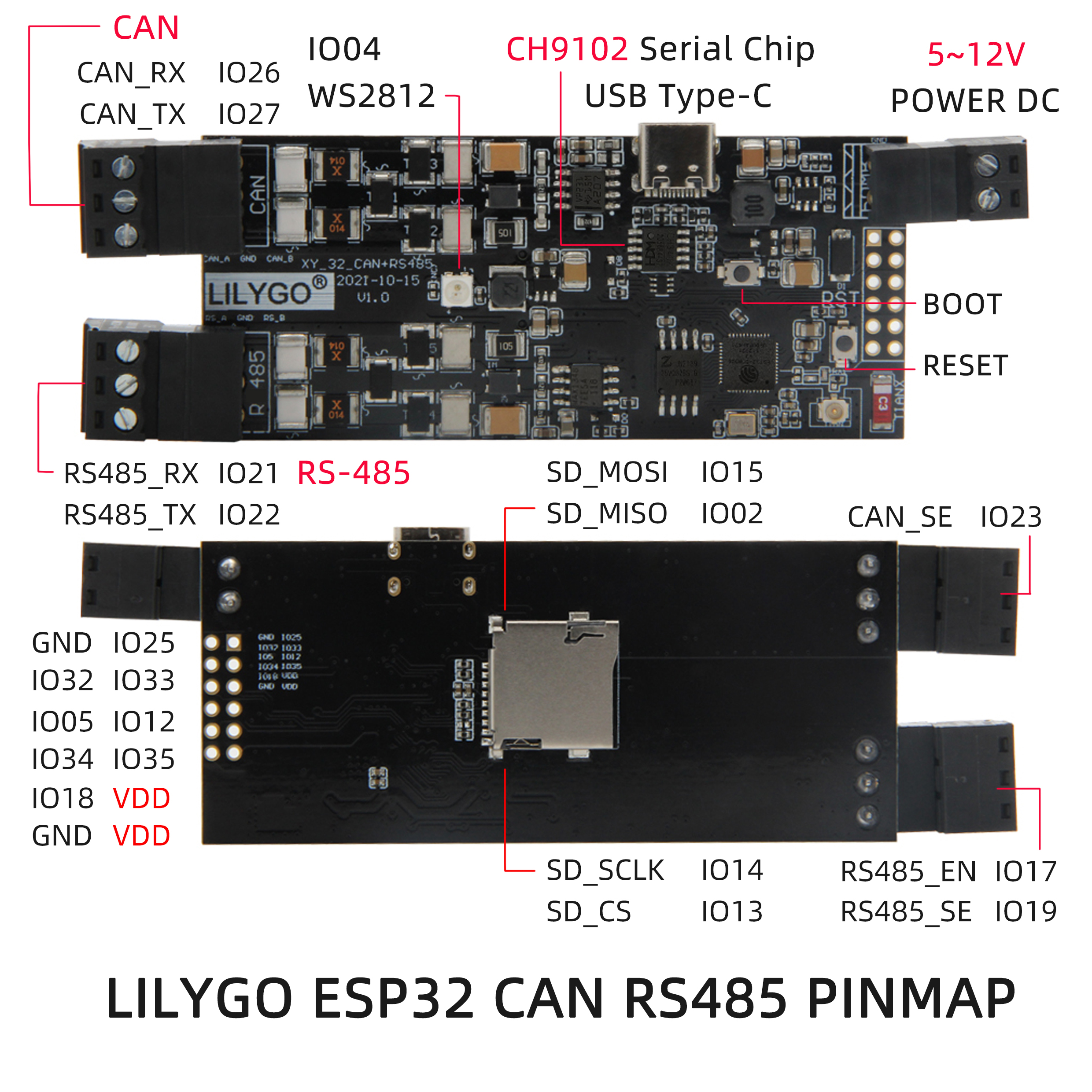 LILYGO® TTGO T-CAN485 ESP32 CAN RS-485 T-CAN485 CH9102F