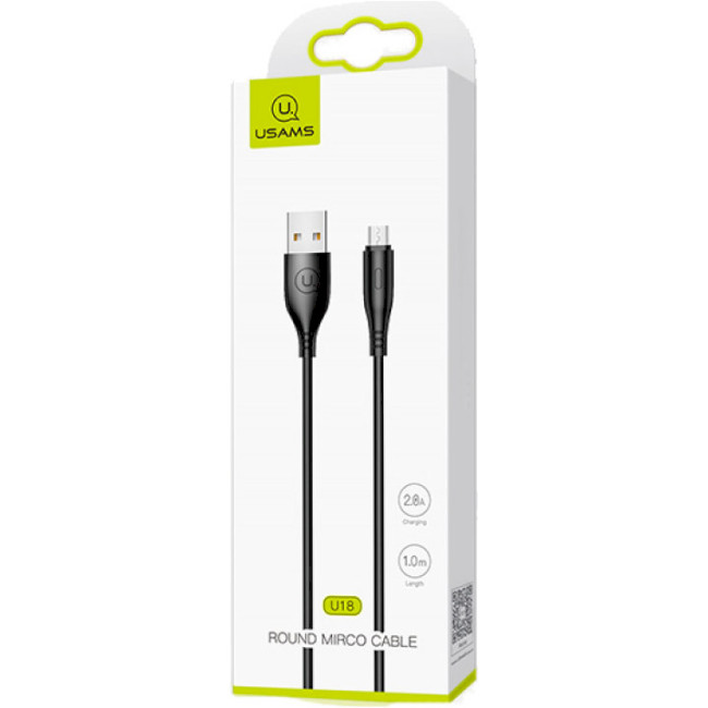 Кабель USB A plug - USB micro plug довжина 1m, чорний Usams (US-SJ268) Кабель USB A plug - USB micro plug довжина 1m, чорний Usams (US-SJ268)