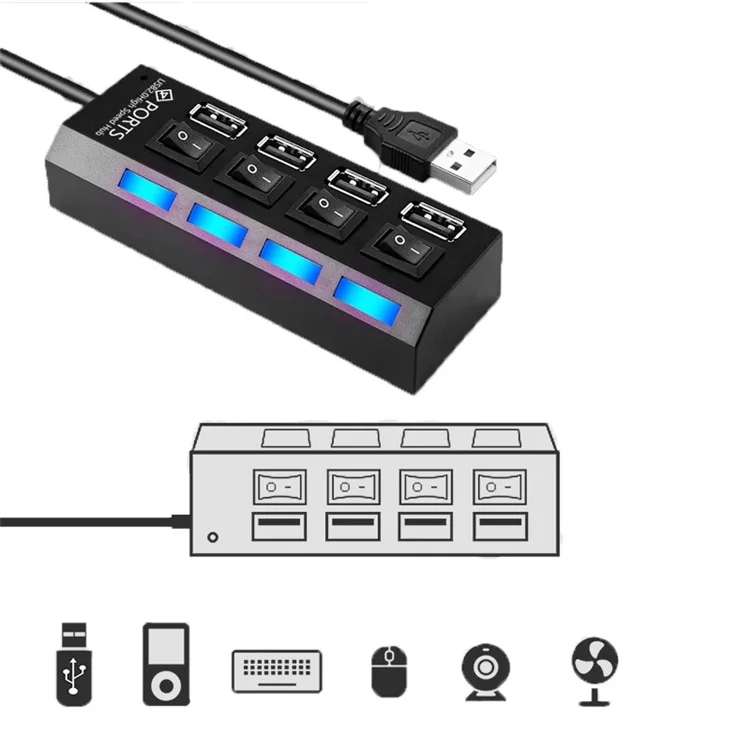 Концентратор USB 2.0 HUB 4 порти, білий