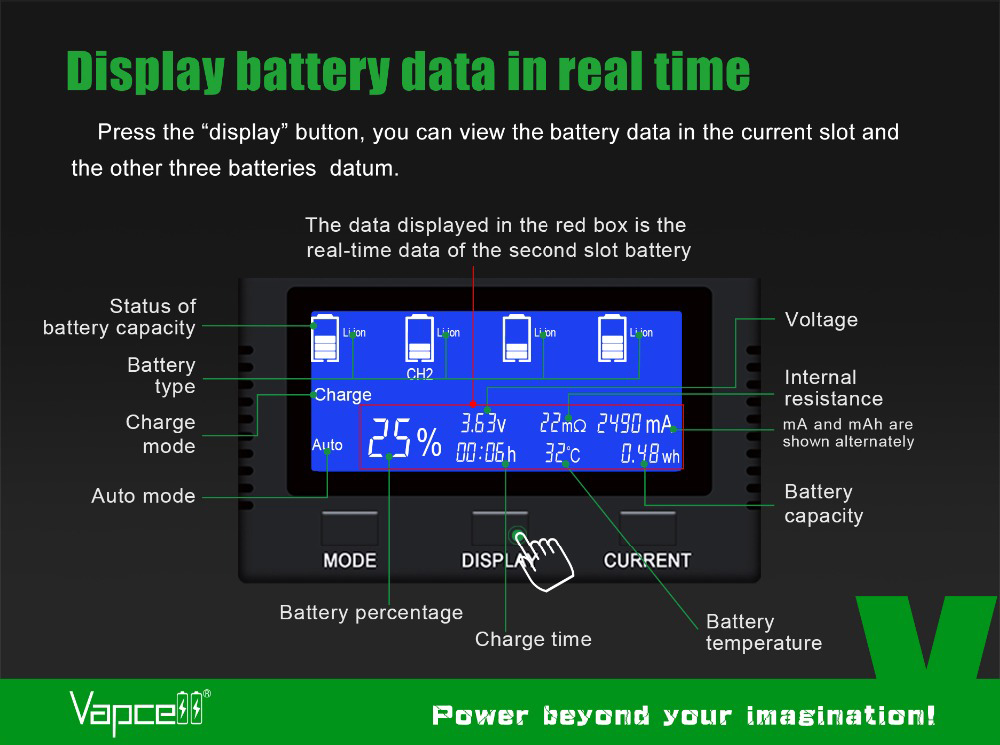 Зарядний пристрій Vapcell S4 plus V3.0