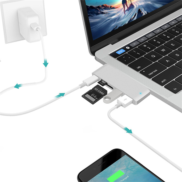 USB type-С  HUB/ картридер 5 портів, для ноутбука