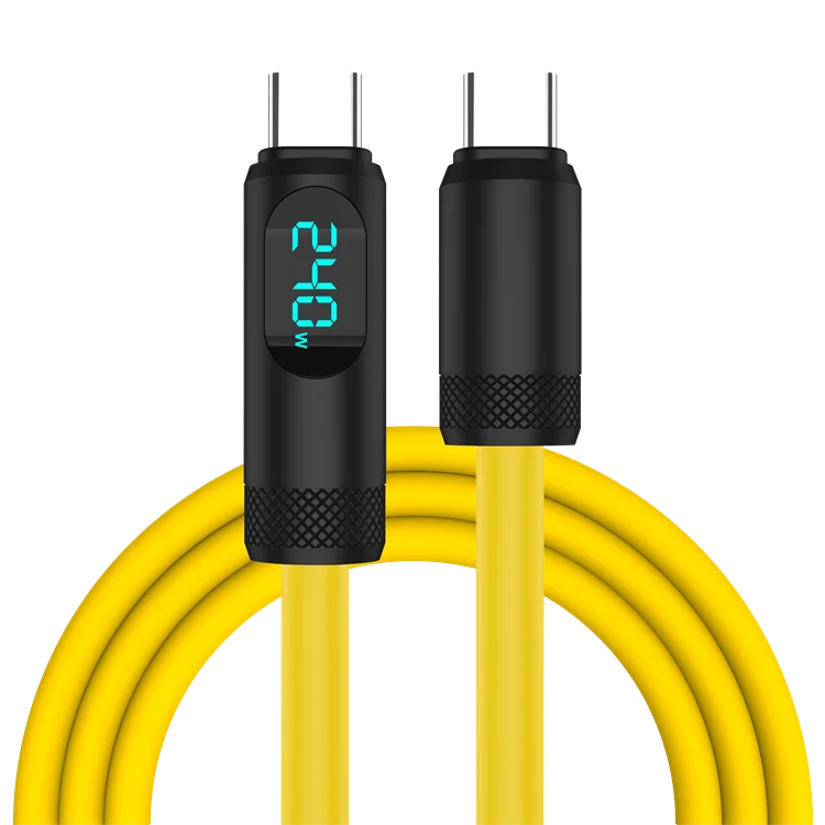 Провід жовтий з індикатором USB type-C male PD240W 1,5m