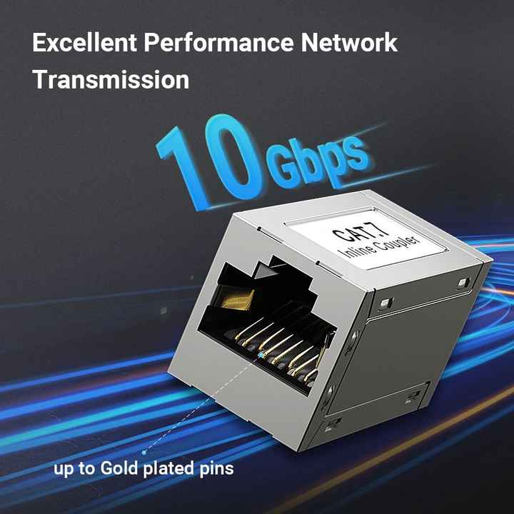 Адаптер RJ45 "мама", подовжувач мережевого провода 10Gbps Cat7 ZTC7-Z06