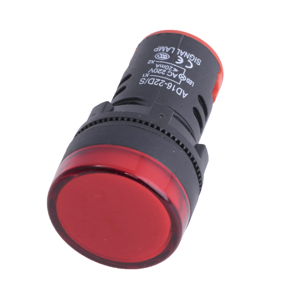 Індикаторна LED лампа AC 220V червона (AD16-22D / S, Hord)