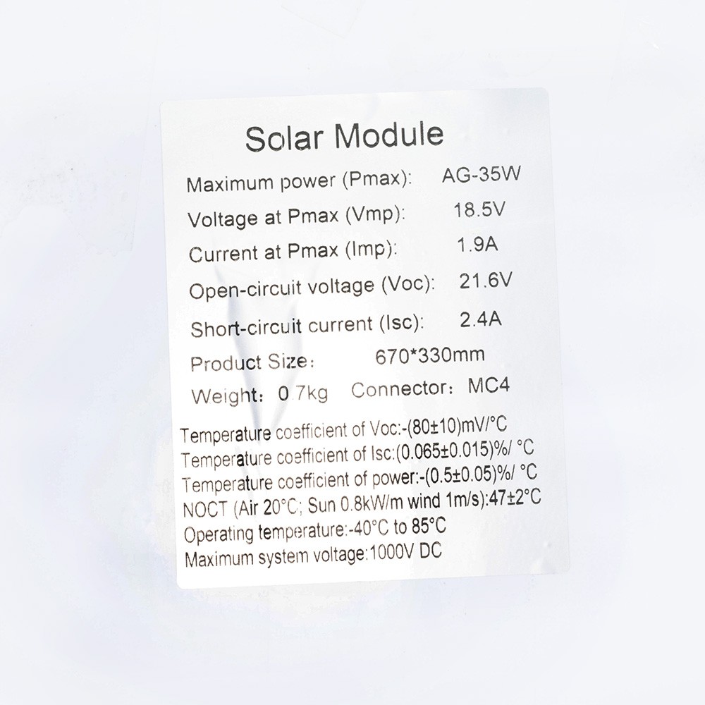 Гнучка сонячна панель AG-35W flexible solar 670x330 mm