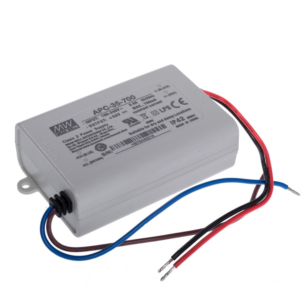 Блок живлення для світлодіодів 700mA, 15...50VDC, APC-35-700 Блок живлення для світлодіодів 700mA, 15...50VDC, APC-35-700