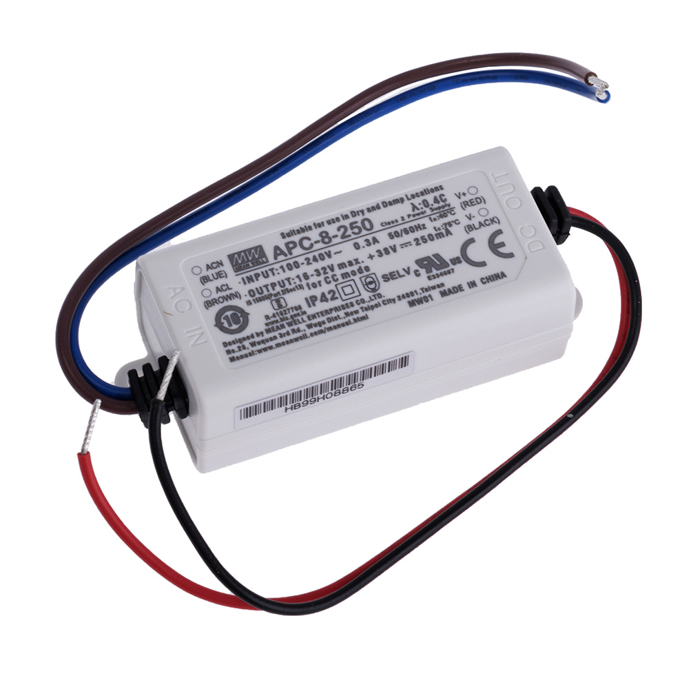 Блок живлення для світлодіодів 250mA, 16...32VDC, APC-8-250 Блок живлення для світлодіодів 250mA, 16...32VDC, APC-8-250