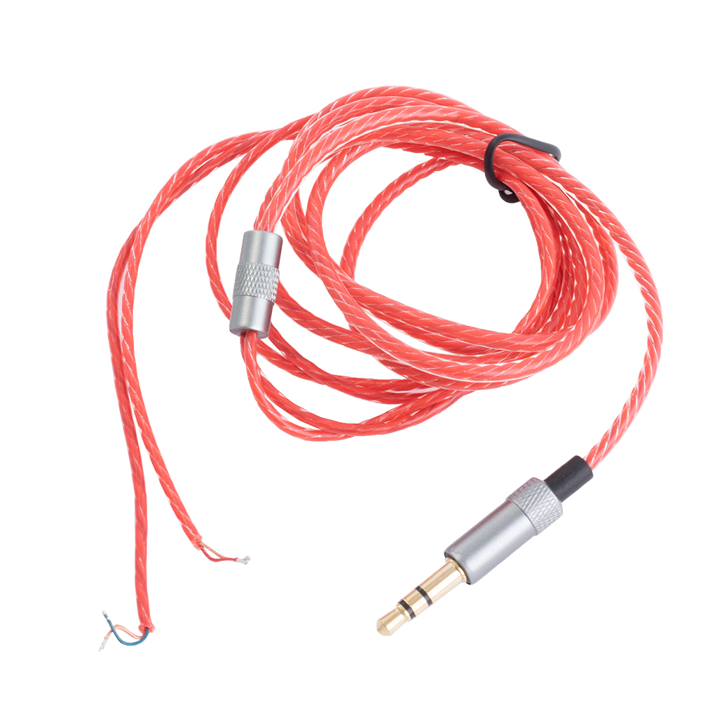 Аудіо (3.5мм/3 полюси) кабель (1.2м) для ремонту навушників, червоний