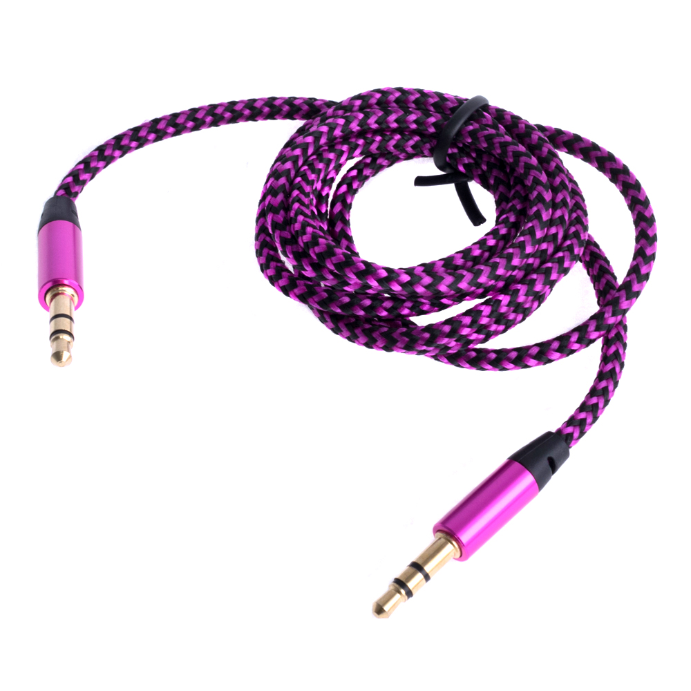 AUX кабель 1м 3конт (рожевий / чорний)